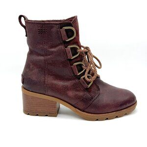 Sorel Womens Cate Ankle Boot Burgundy Size 7 Leather Waterproof II5361-628